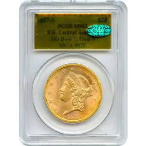 1857-S $20 Bold 7, Faint S S.S. Central America #1 Gold Foil (4)
