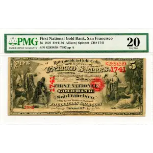  1870 Red Treasury Seal First National Gold Bank 1136