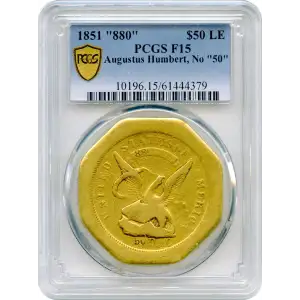 $50 Augustus Humbert, U.S. Assayer Pioneer Gold