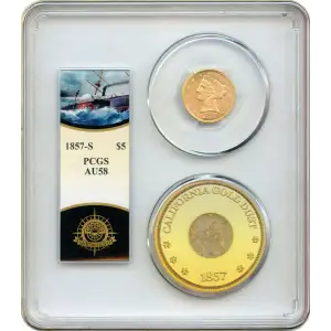 1857-S $5 S.S. Central America #2 (with pinch) (2)