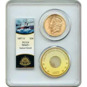 1857-S $20 Spiked Shield S.S. Central America #2 (with Pinch) (2)