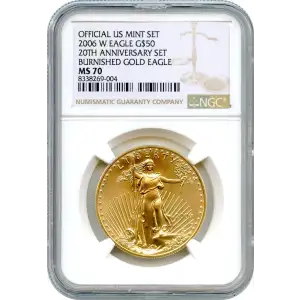 2006 W 20TH ANNIVERSARY SET BURNISHED GOLD EAGLE OFFICIAL US MINT SET (2)