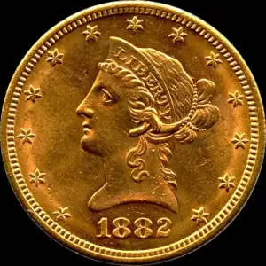 1882 S $10 Liberty Head Eagle 60