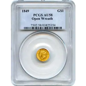 1849 G$1 Open Wreath