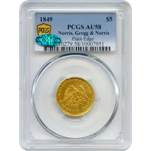 1849 $5 Norris, Gregg & Norris Plain Edge (5)