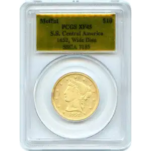 1852 Moffat $10 Gold SS Central America