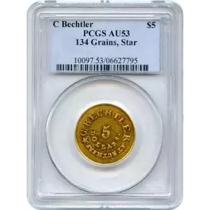 (1837-42) $5 C. Bechtler, 134 Grains, Star (3)