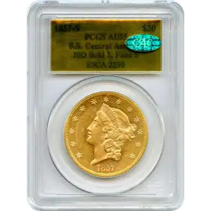 1857-S $20 Bold 7, Faint S S.S. Central America #1 Gold Foil (3)