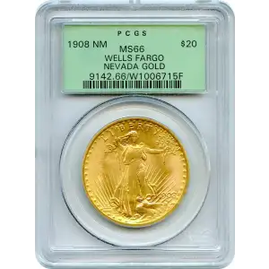 1908 $20 No Motto - Wells Fargo