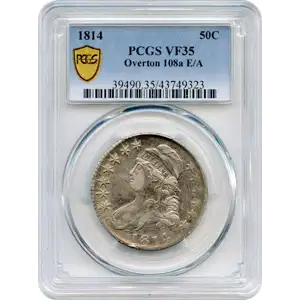1814 50C Capped Bust Half Dollar PCGS VF-35 E/A Overton-108a