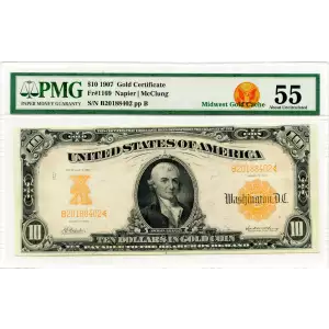 $10 1907 Gold Act of 1882 Gold Certificates 1169