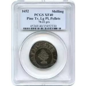 1652 Shilling Pine Tree, Large Planchet, Pellets