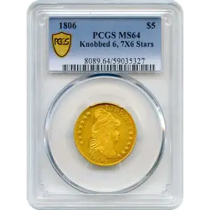 1806 $5 Knobbed 6, 7x6 Stars (3)