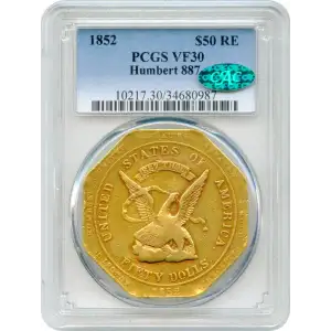 Territorial Gold - $50 Augustus Humbert, Assayer